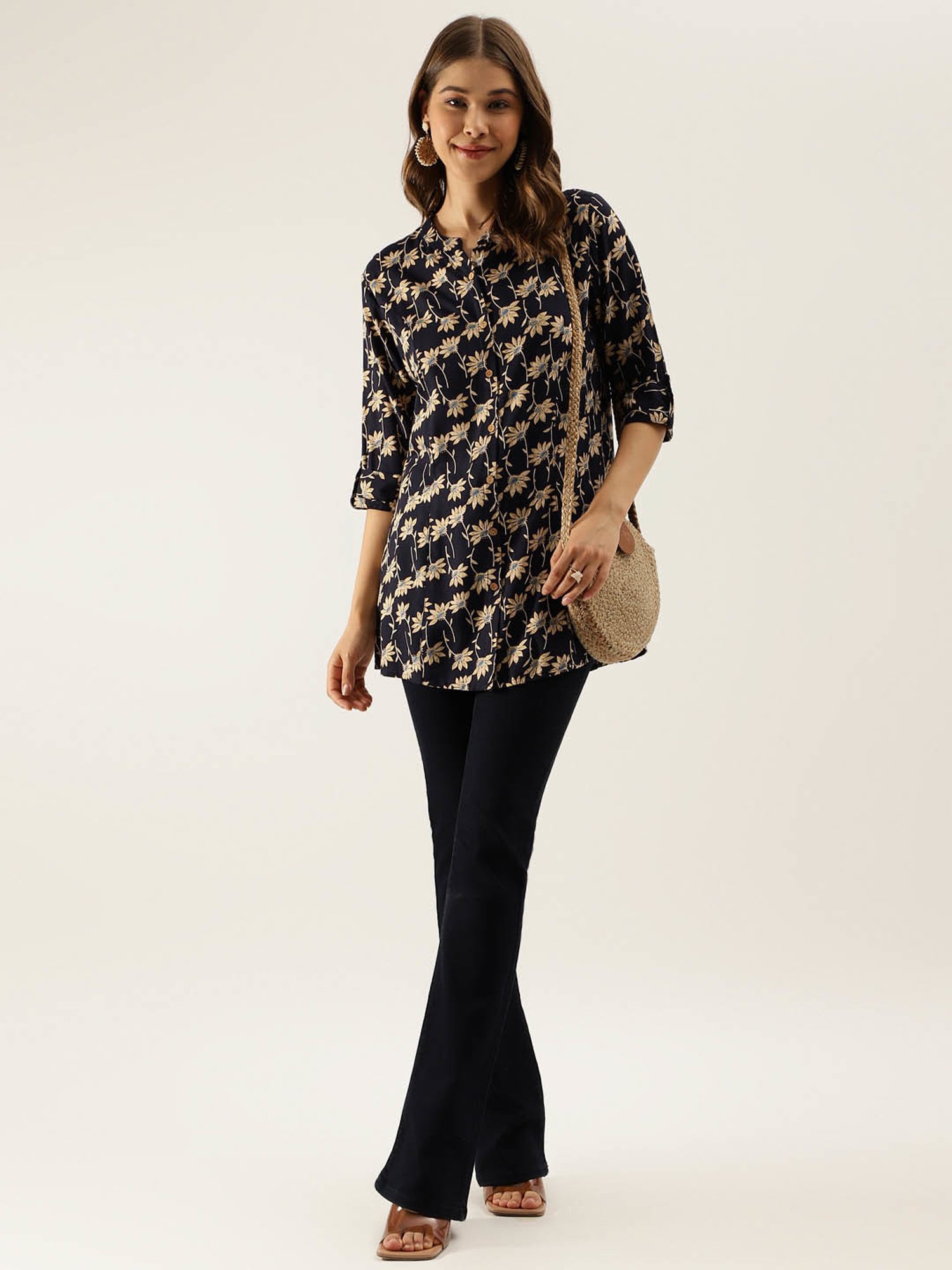 Divena Navy Printed Top