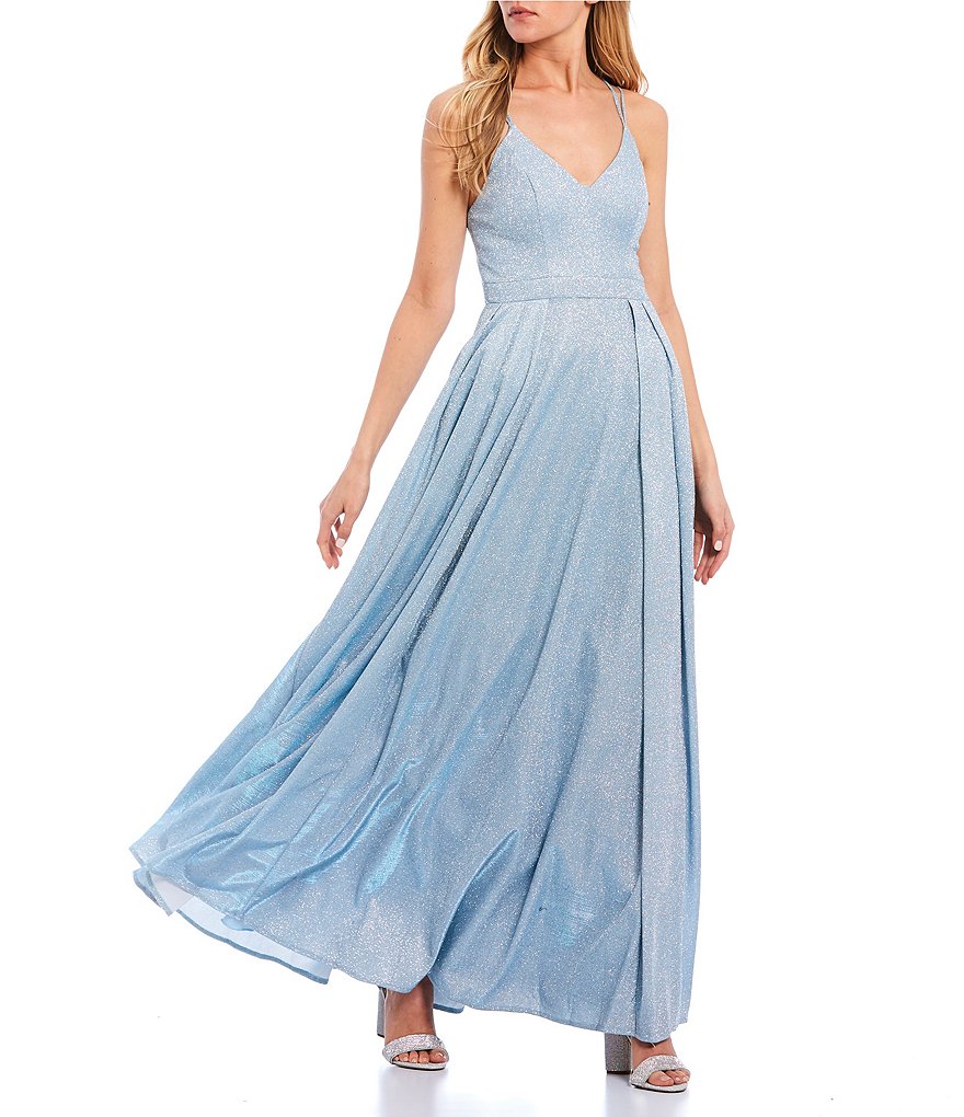 Sequin Hearts Shimmer Shine X-Back Long Dress