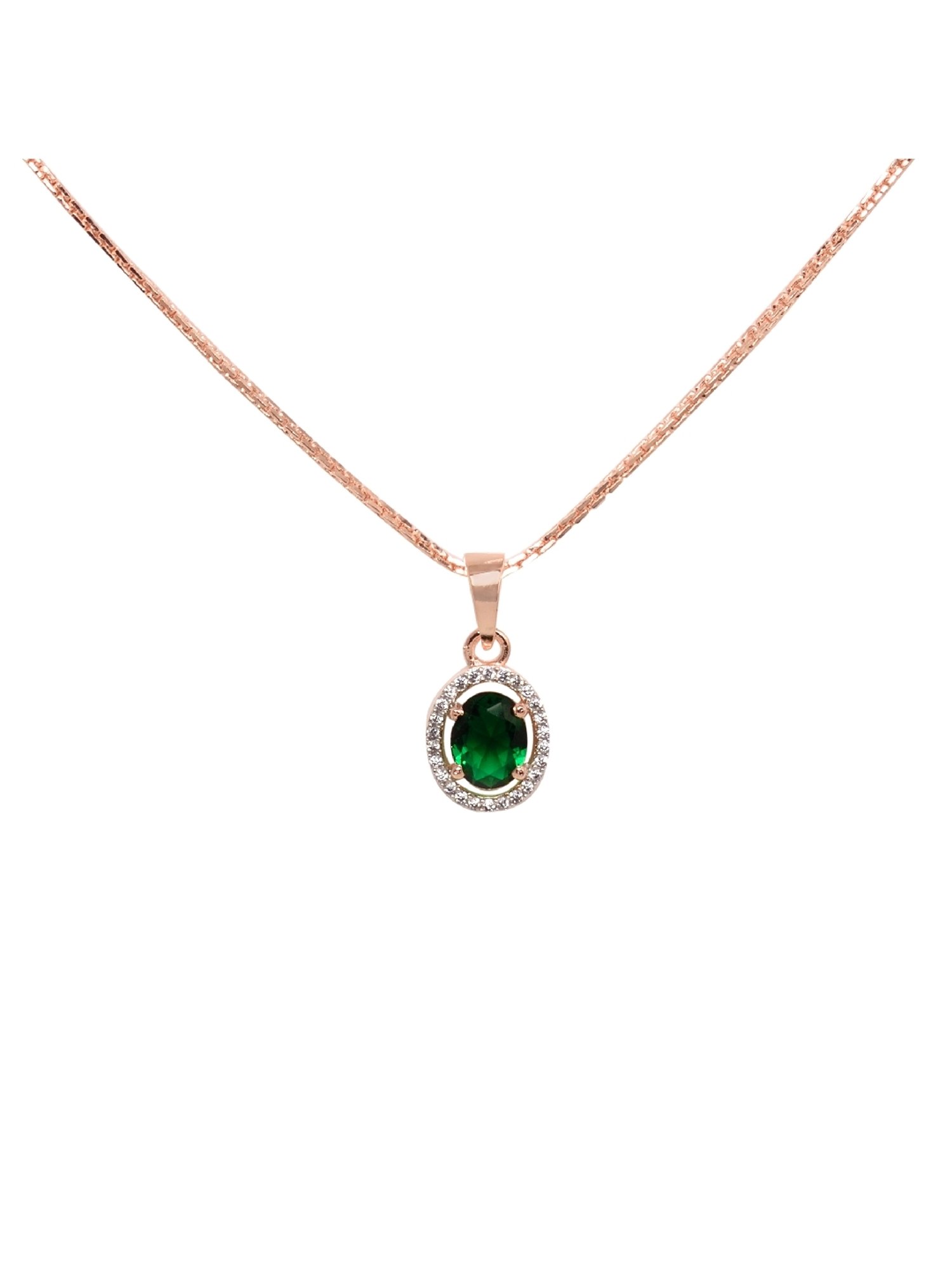 Saraf RS Jewellery Emarald Green AD Solitaire pendant Locket Set with Earrings and Chain
