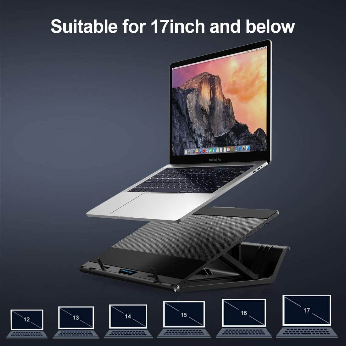 Laptop Cooling Pad, Laptop Cooler Quiet [ 2 Big Fans ], Portable 7 Height Adjustable Laptop Cooling Fan Stand, Premium Notebook Cooler, Flexible USB Cable Fits 12-17.3 Inch