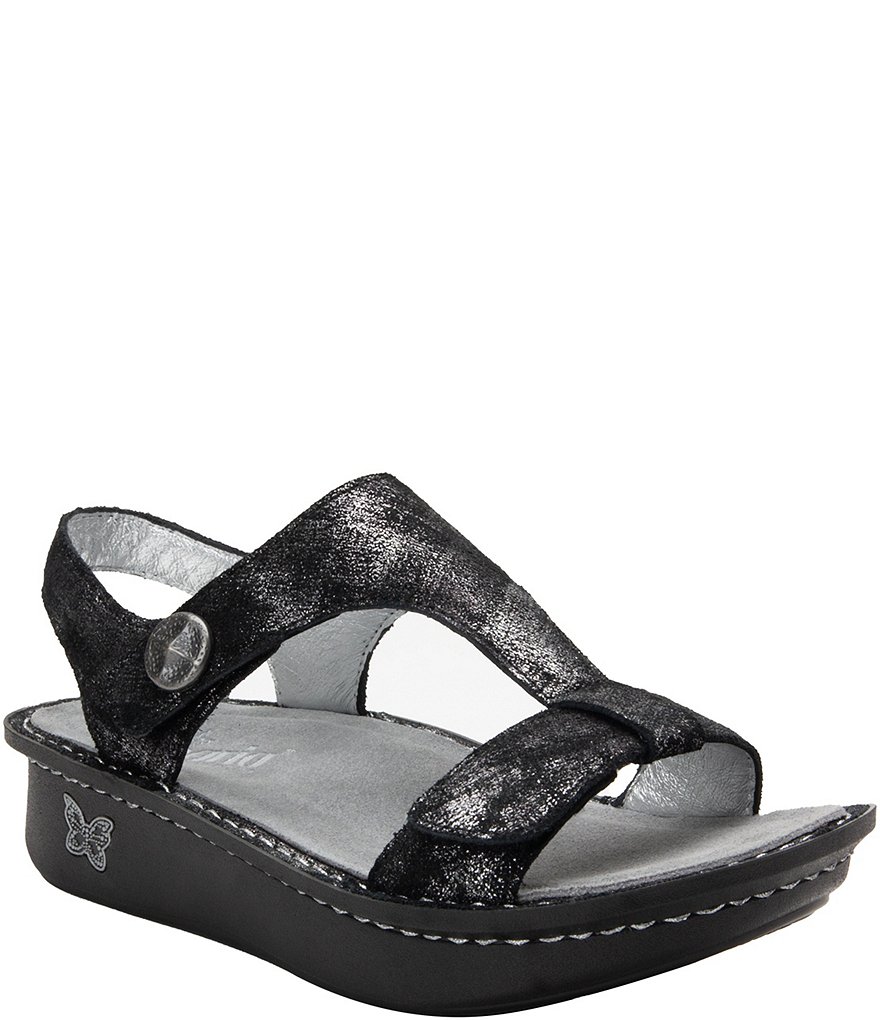Alegria Kerri Smolder Print Leather Wedge Sandals