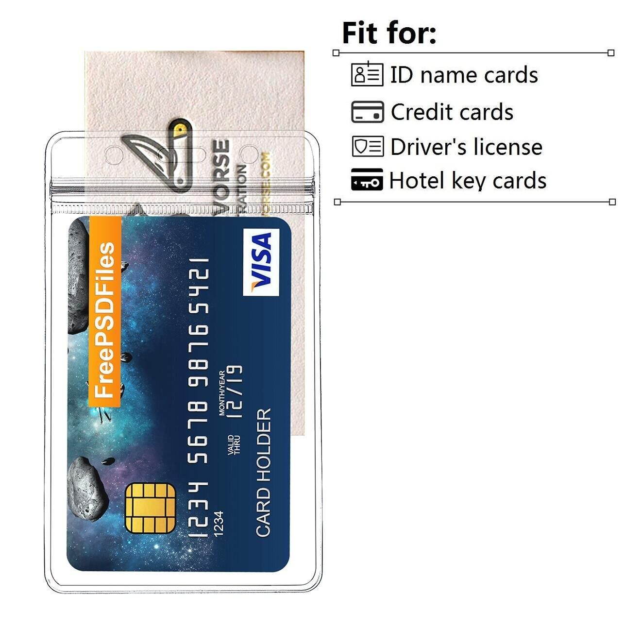 Badge Holder with Clip on Name Badge Holder Waterproof PVC ID Card Holder Vertical by ZHEGUI (50 Pack, Vertical 3.5X2.3)