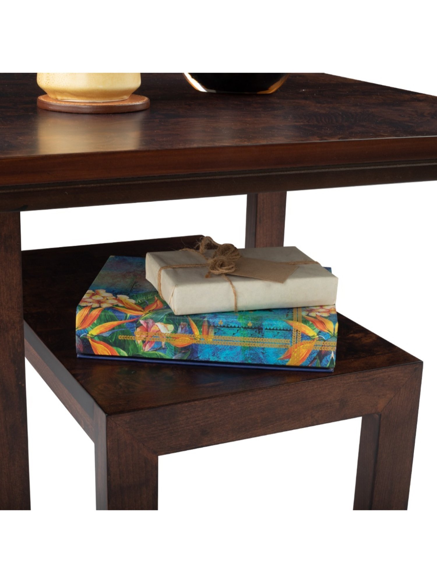 Durian Carlos Walnut Brown Veneer & Solid Wood Side & End Table in Walnut Finish