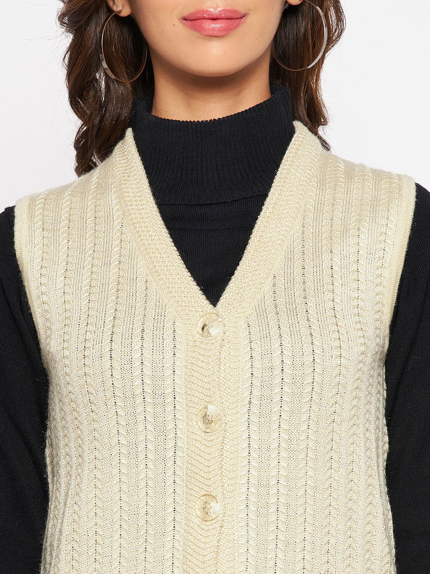 Crozo By Cantabil Beige Cardigans