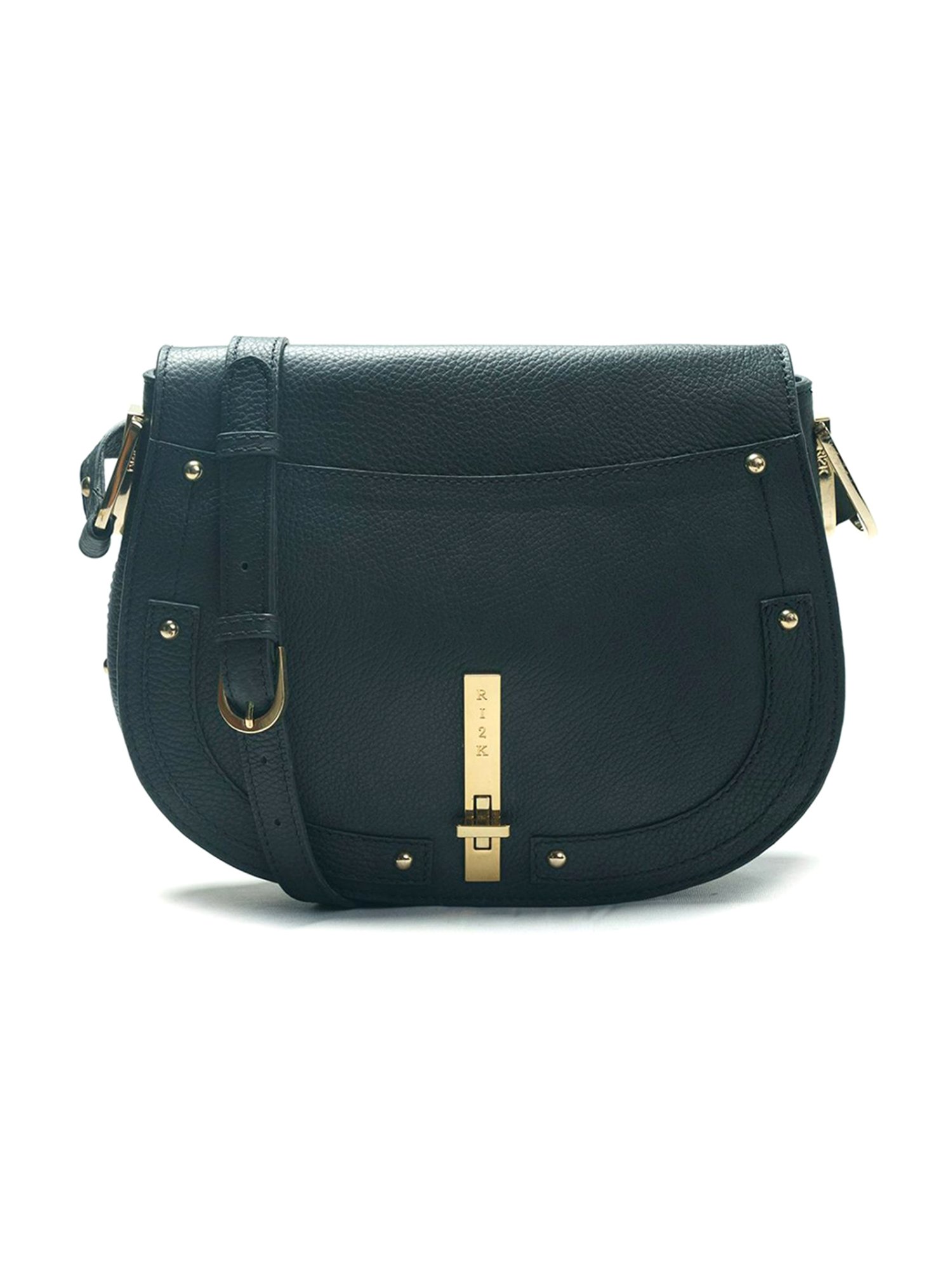 RI2K London Black Leather Medium Cross Body Bag
