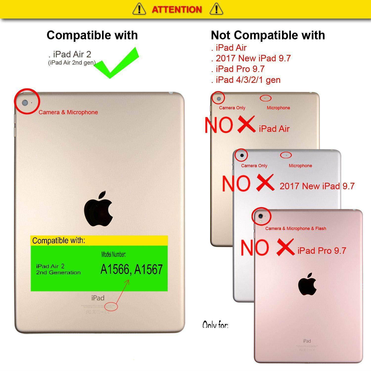 Thankscase Case for iPad Air 2, Rotating Case Smart Cover with Great Pattern,Swivel Case Bulid-in Wallet Pocket and Hand Strap for iPad Air 2.(Lace Black Gold)