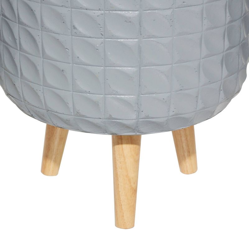 Set of 3 Contemporary Wood Grid Patterned Planters Gray - Olivia & May