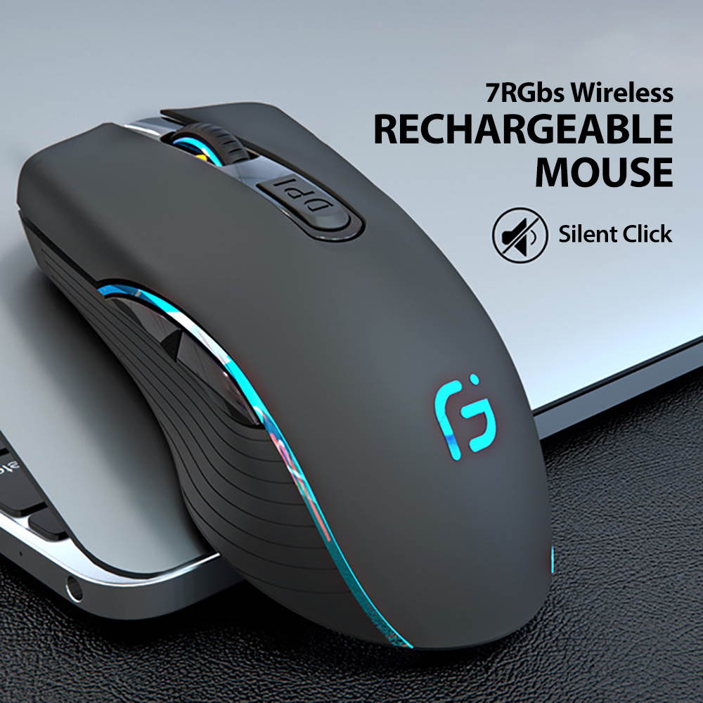 2.4G/Bluetooth Wireless Mouse,SILENT MICE, Rechargeable Full Size Wireless Optical Full Size Mice Ergonomic design mouse with Nano USB Receiver, 3 Adjustable DPI Levels, 6 Buttons