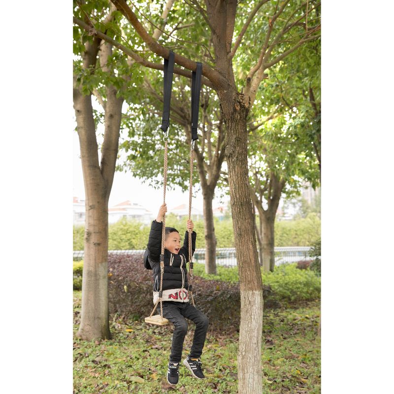 PLAYBERG Hanging Black Nylon Straps with Metal Carabiners, Set of 2