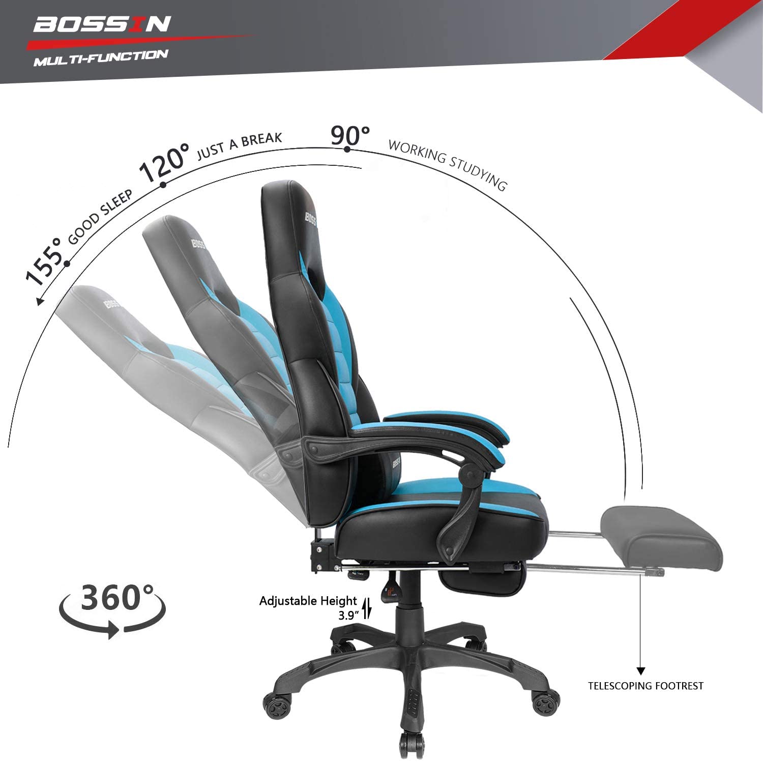 Gaming Chair, Racing Style Computer Desk Chair Padded Armrests Ergonomic Lumbar Support Adjustable Height