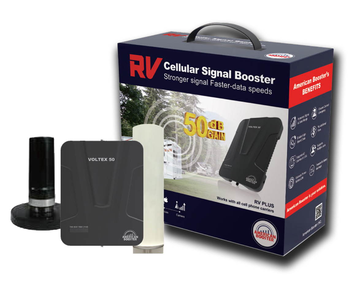 American Booster VOLTEX 50 RV Plus -  For ALL Carriers in the U.S. and Canada - Enhances 4G LTE Voice & Data Coverage on the go