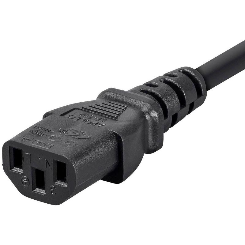 Monoprice 3-Prong Extension Cord - 3 Feet - Black | IEC 60320 C14 to IEC 60320 C13, 18AWG, 10A, 125V
