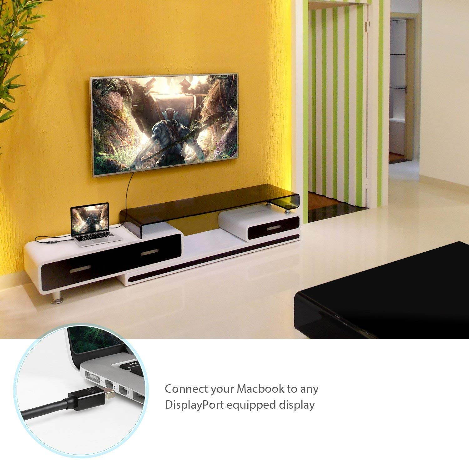 ICZI Mini DisplayPort to DisplayPort Cable Mini DisplayPort (Thunderbolt Port Compatible) Male to DisplayPort Male Cable 4K Gold Plated (6Feet /1.8M)