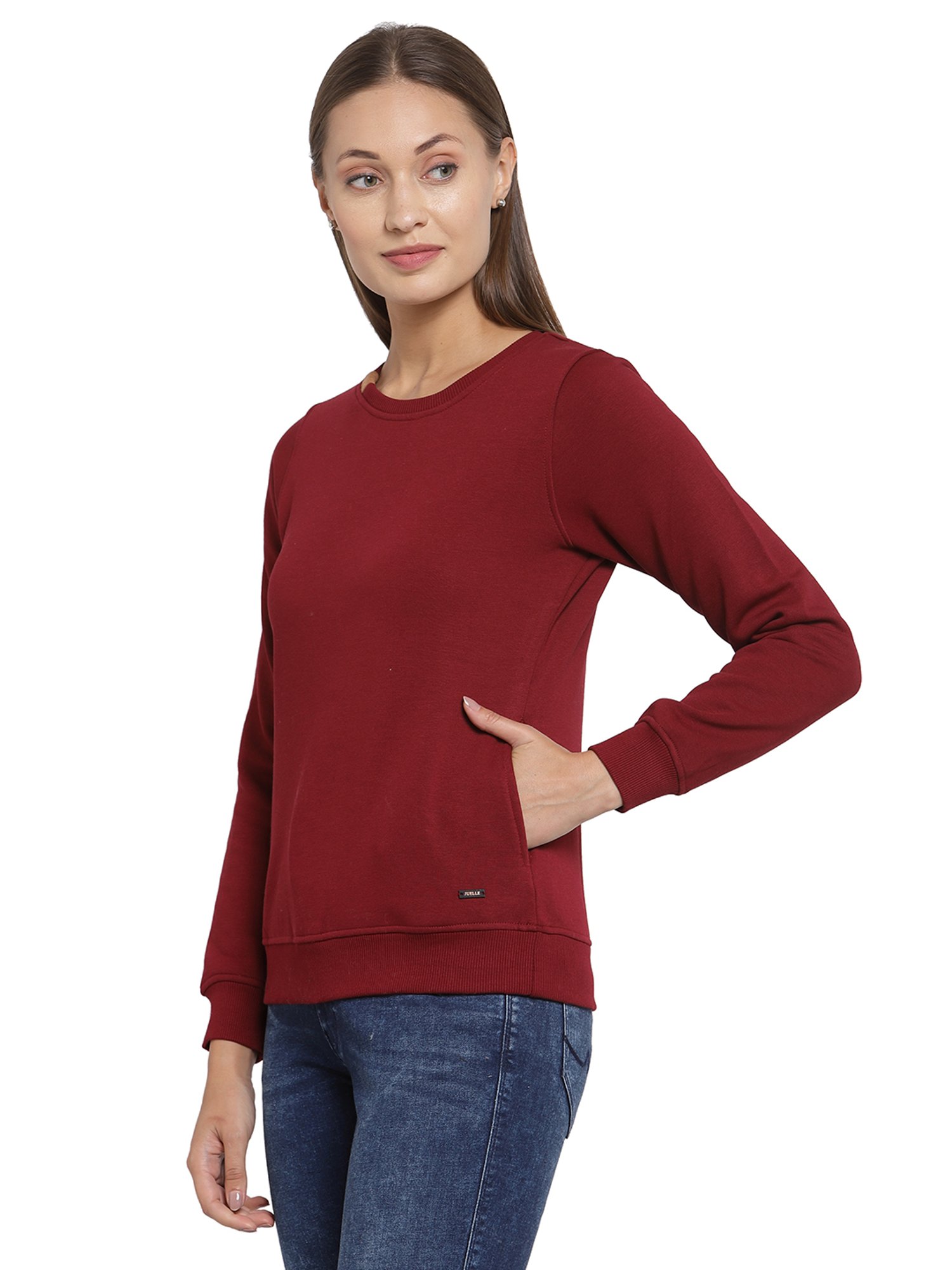 Juelle Maroon Round Neck Sweatshirt