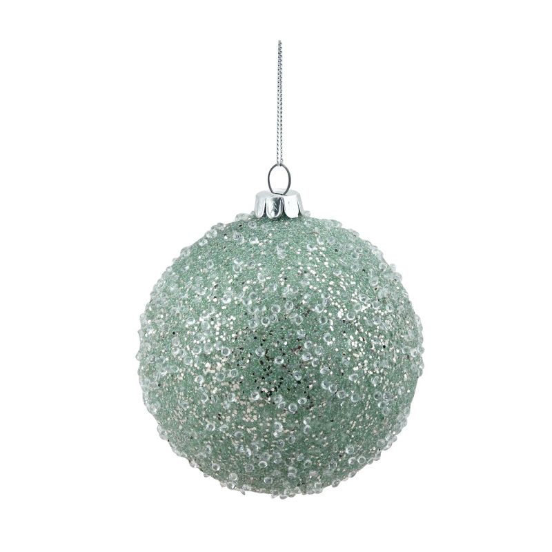Raz Imports 4.25" Glittered Iced Ball Christmas Ornament - Sage Green