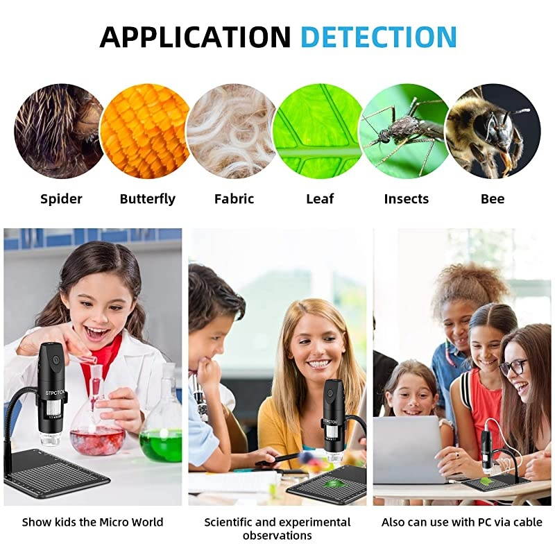 Wireless Digital Microscope USB 50X-1000X 2MP 1080P Handheld Portable Mini WiFi Microscope Camera with 8 LED Lights for iPhone/iPad/Mac/Android Phone/Tablet/PC