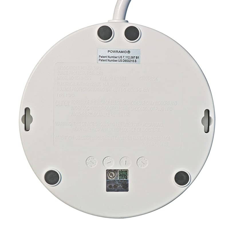 D080B032K Powramid USBC Surge Protector USBC USBA Charging Ports 34A 6 Outlets 6Foot Cord 1080 Joules UL Listed White Grounded Extension Cord Power Strip