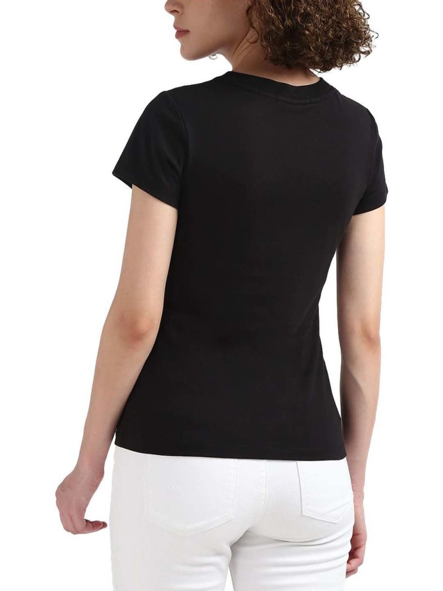 CALVIN KLEIN Black Cotton Logo Print T-Shirt