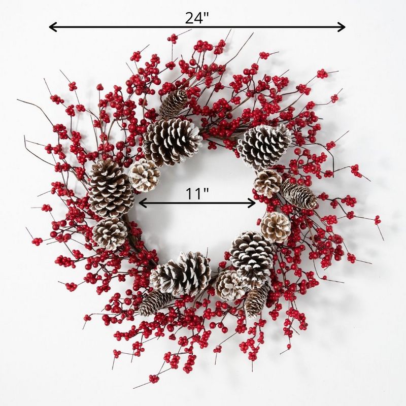Sullivans Pinecone & Berry Artificial Wreath 24"H Red