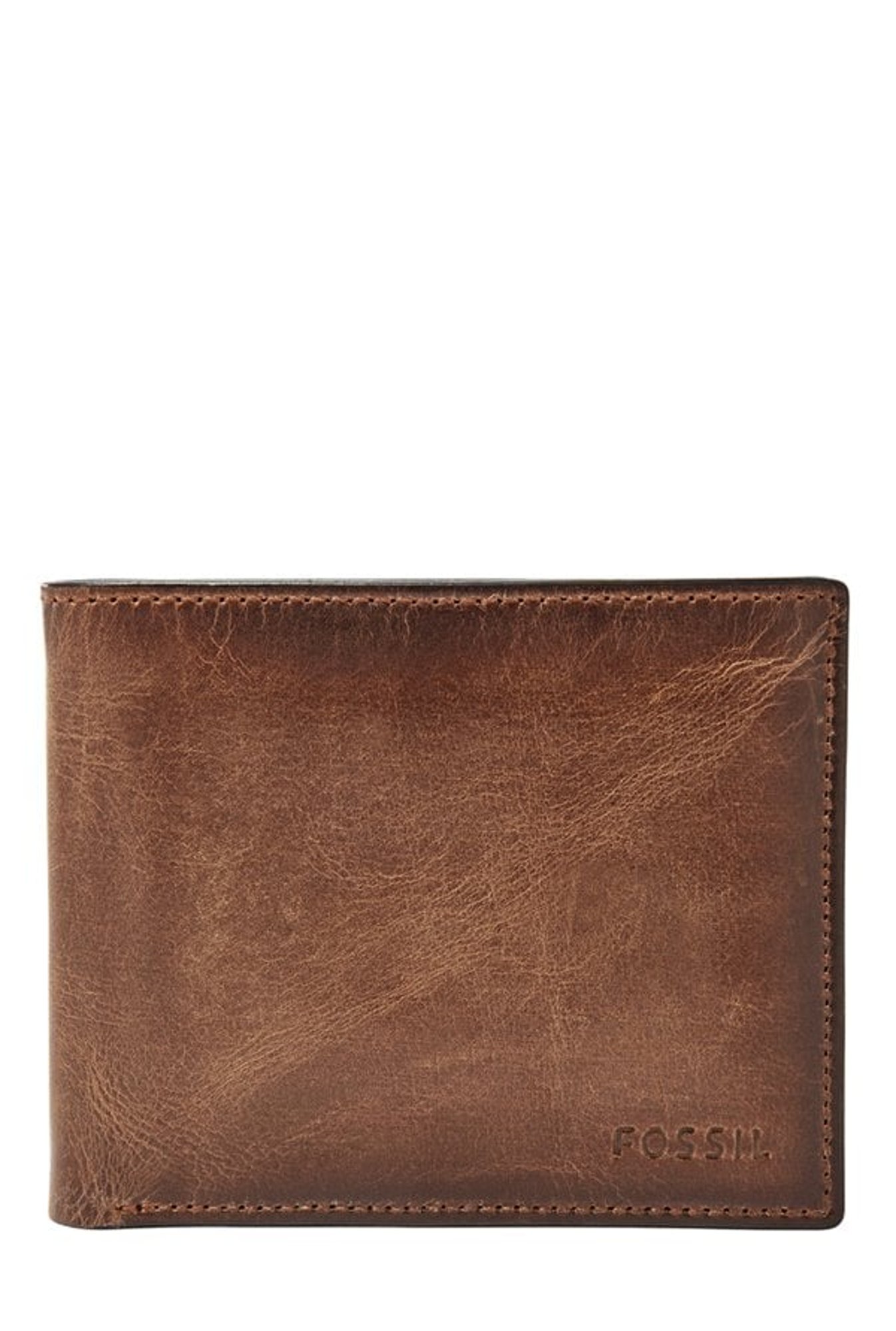 Fossil Brown Distressed Leather Bi-Fold Wallet