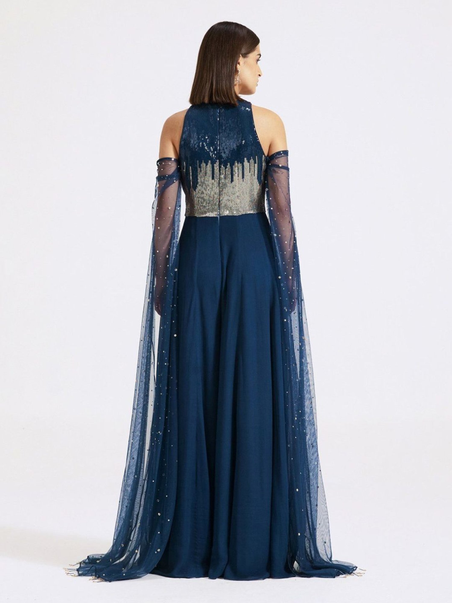 Basanti Kapde aur Koffee Blue Evolve Cold Shoulder Jumpsuit