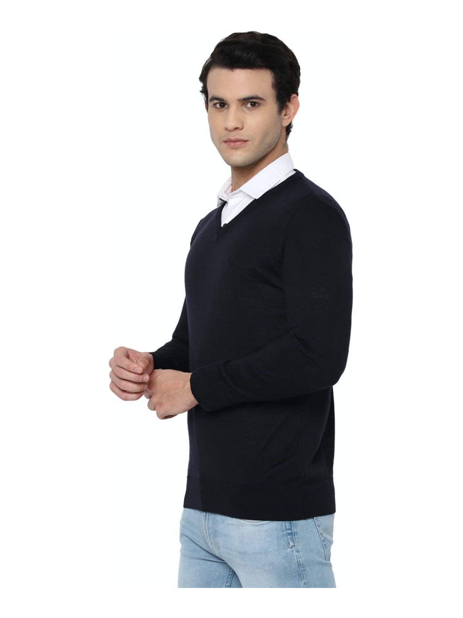 Allen Solly Navy Regular Fit Sweater