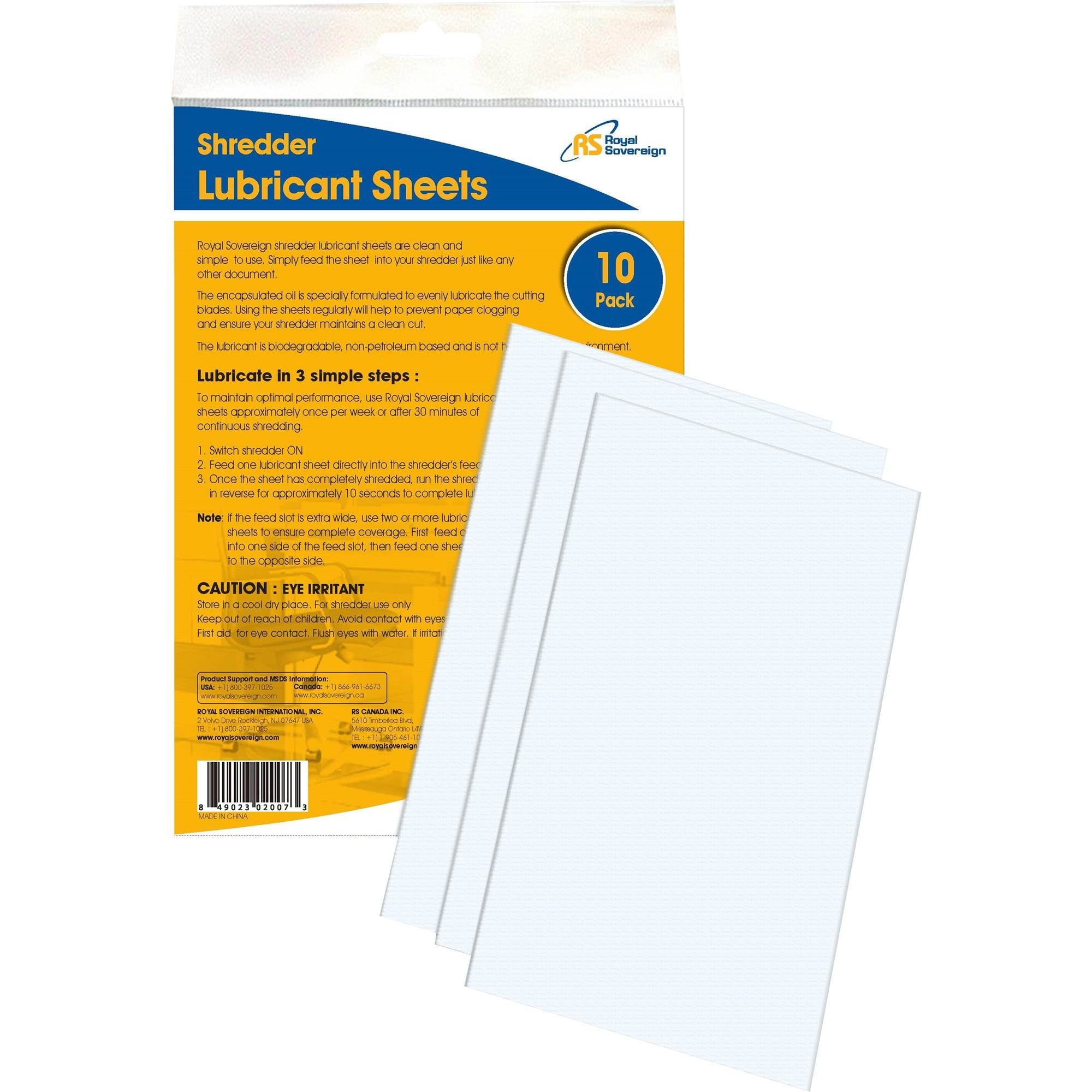 Royal Sovereign RS-SLS Shredder Lubricant Sheets - 10 Pack