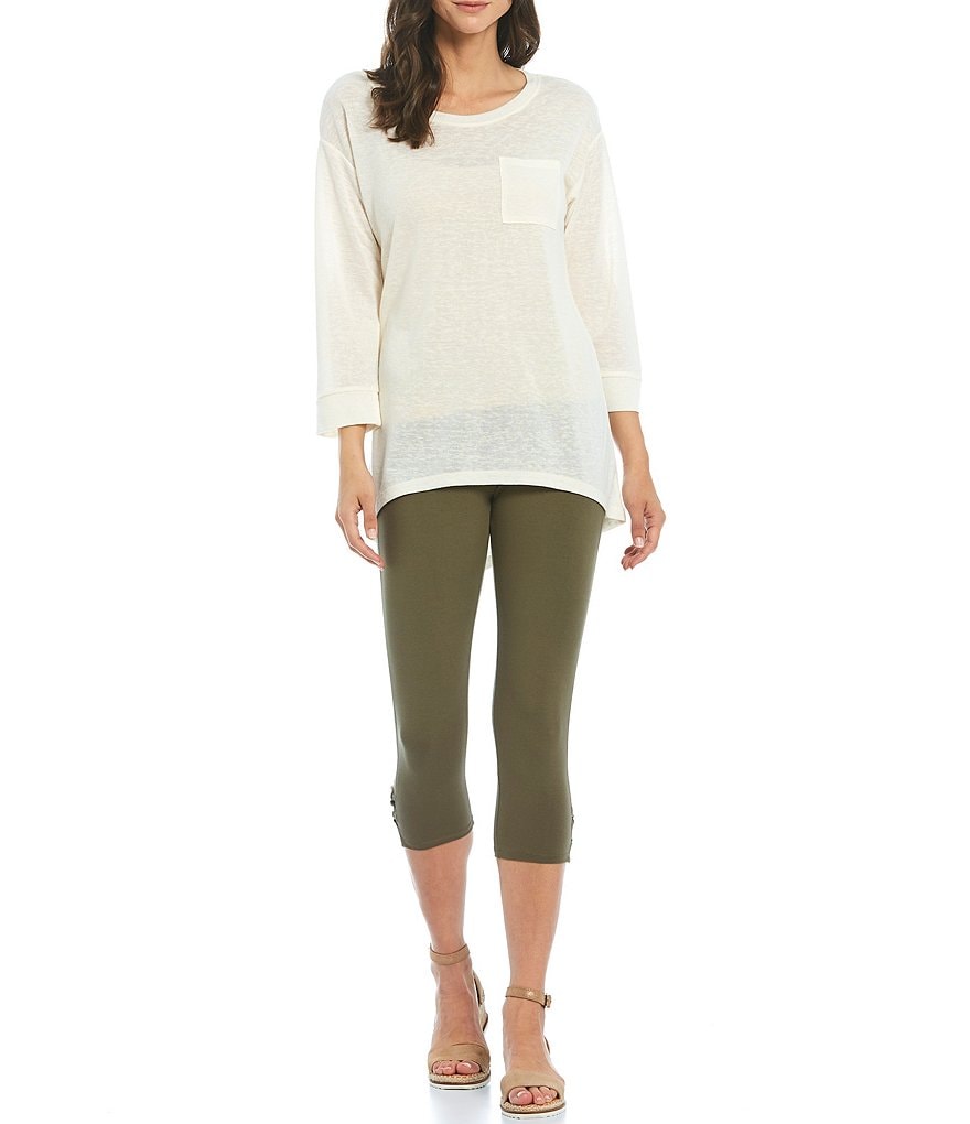 Intro Tortoise Ring Hem Detail Pull-On Capri Leggings
