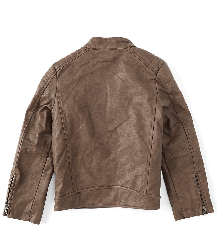 First Wave Little Boys 2T-7 Brown Pleather Moto Jacket
