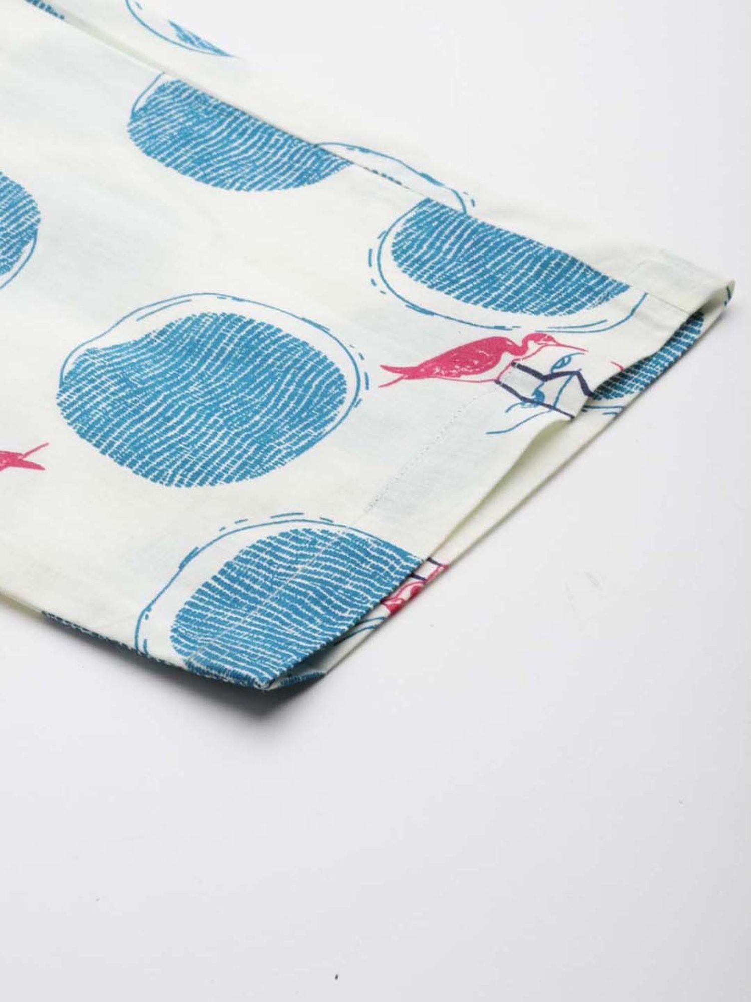 Prakrti White Cotton Printed Crop Top Pant Set With Jacket