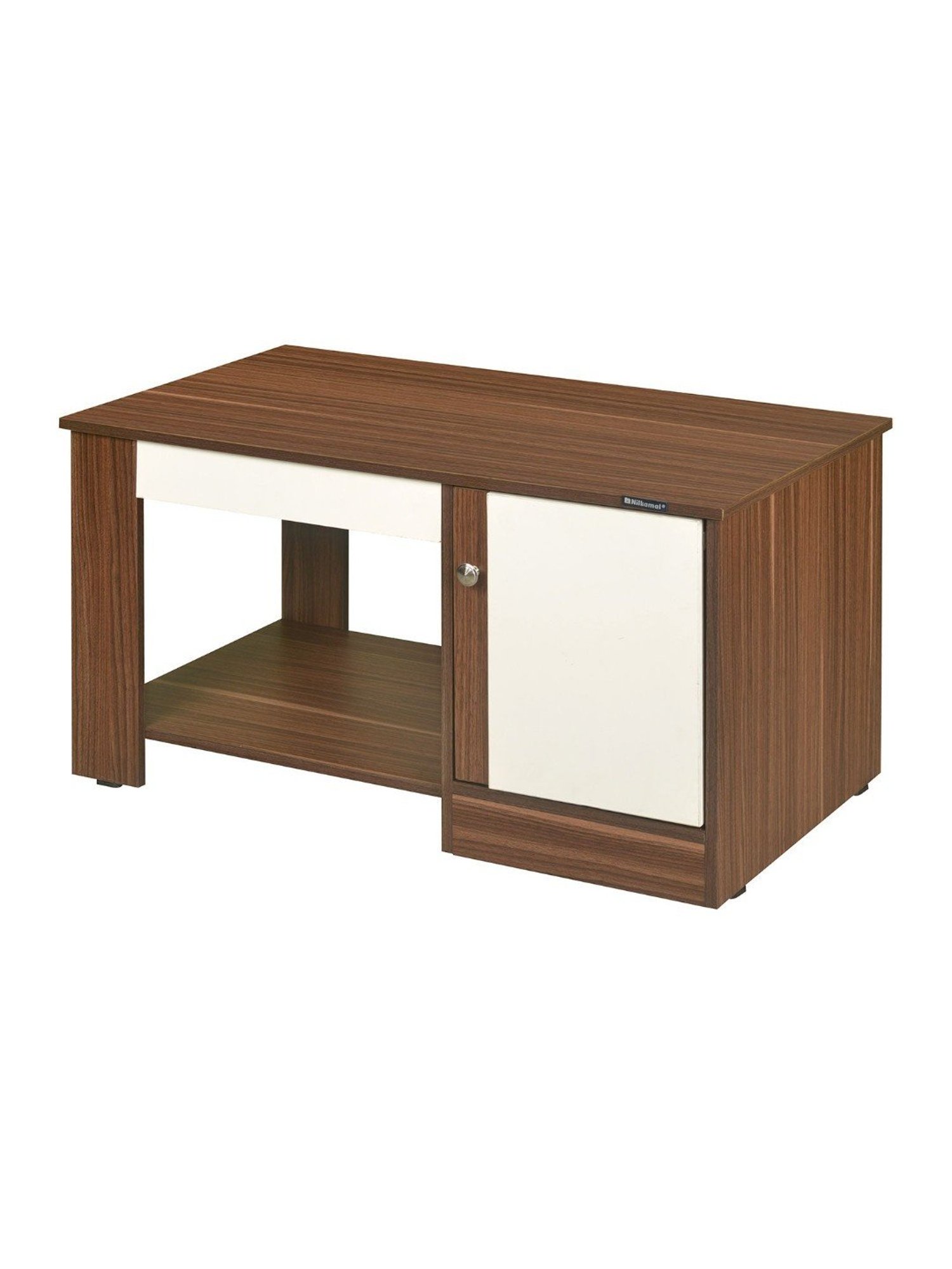 Nilkamal Hope Brown & White Engineered Wood Coffee Table with Shelf & Cabinet Storage
