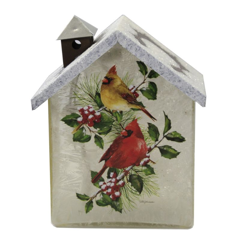 Stony Creek 6.75" Cardinal W/ Holly House Electric Red Birds  -  Novelty Sculpture Lights