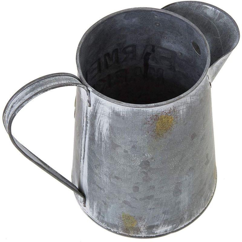 Farmlyn Creek Galvanized Metal Jug Planter for Flowers, Rustic Farmers Market (5 x 6.25 Inches)