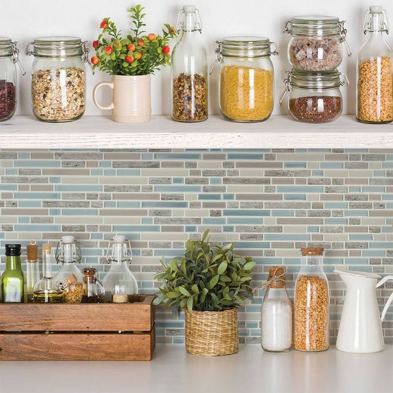 Smart Tiles 3D Peel and Stick Backsplash 4 Sheets of 10.06" x 10" Kitchen and Bathroom Wallpaper Bellagio Elena