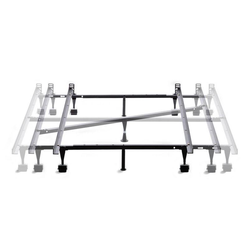 Adjustable Metal Bed Frame with Center Support & Rug Rollers - Brookside