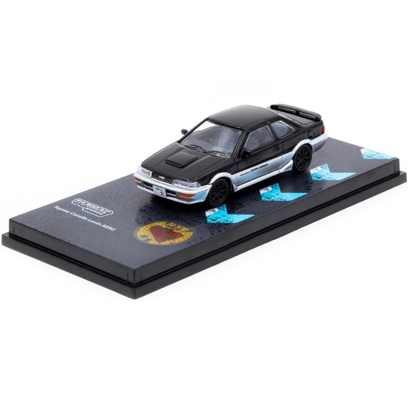 Toyota Corolla Levin AE92 Black and Silver 1/64 Diecast Model Car by Tarmac Works