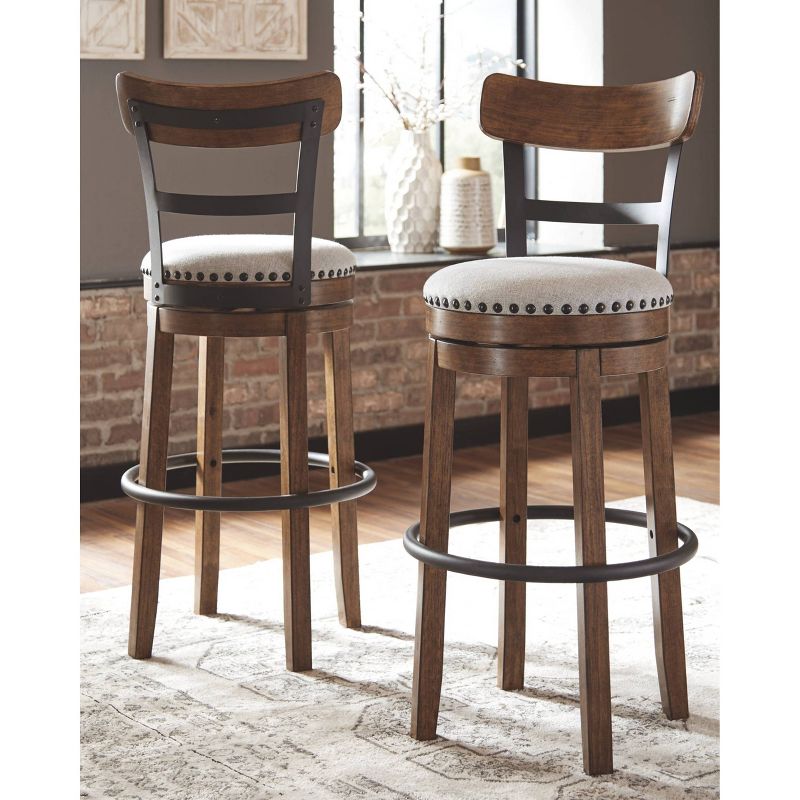 Tall Valebeck Upholstered Swivel Barstool Brown - Signature Design by Ashley