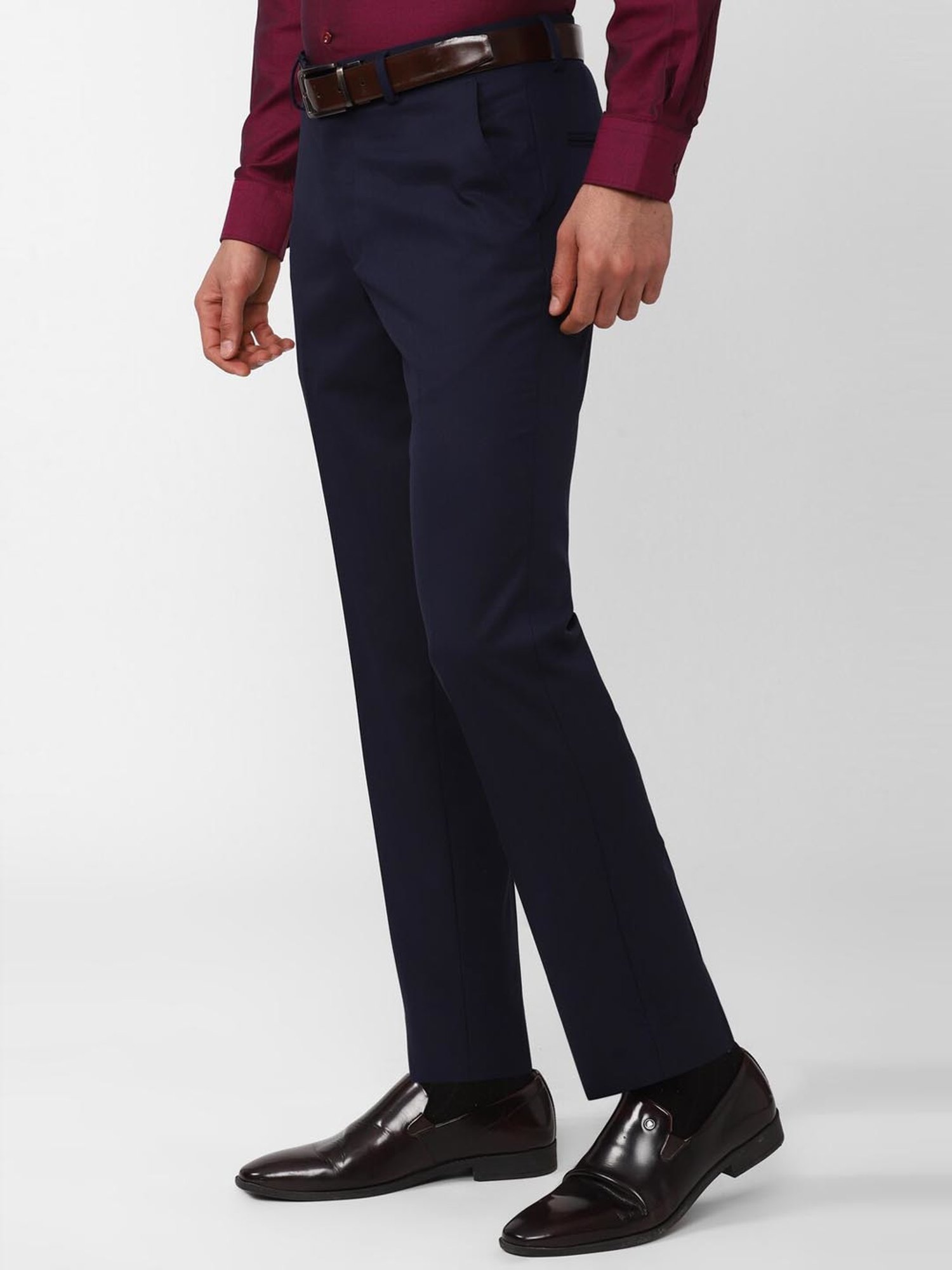 V Dot Navy Skinny Fit Trousers