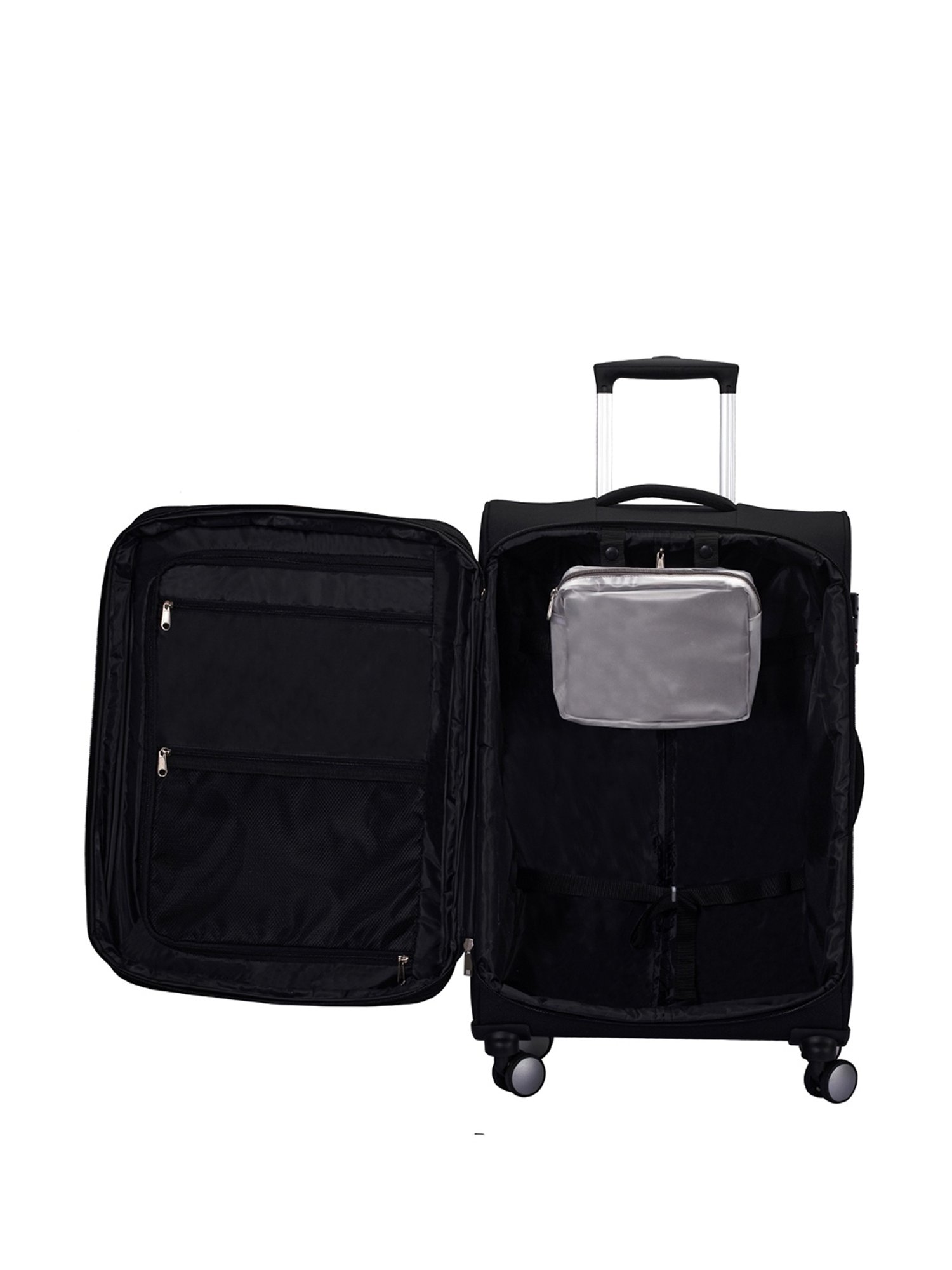 Carriall Black & Beige 4 Wheel Large Soft Cabin Trolley Set of 2 - 79 cm