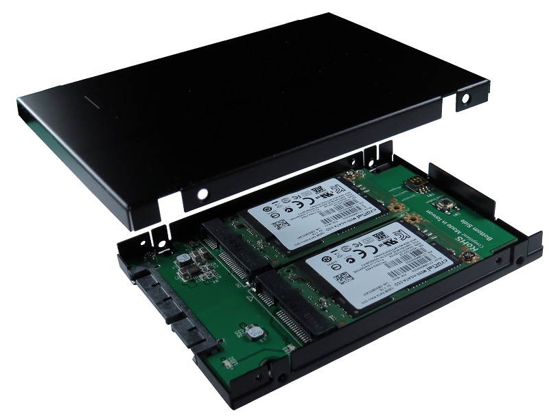 SATA III to mSATA SSD x2 RAID Card with 2.5" Aluminum Housing