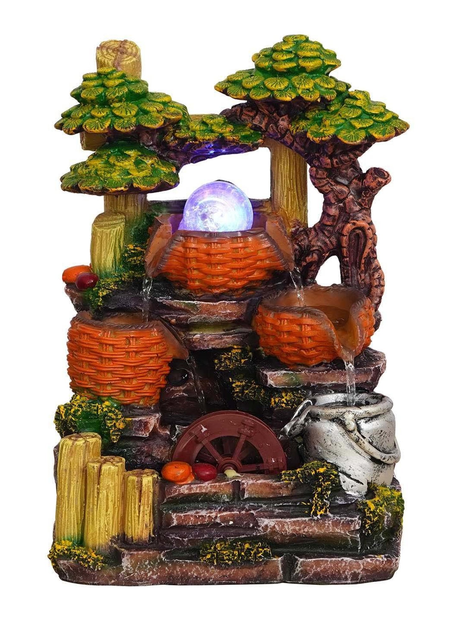 CHRONIKLE Multicolor Polyresin Table Top 3 Steps Waterfall Fountain