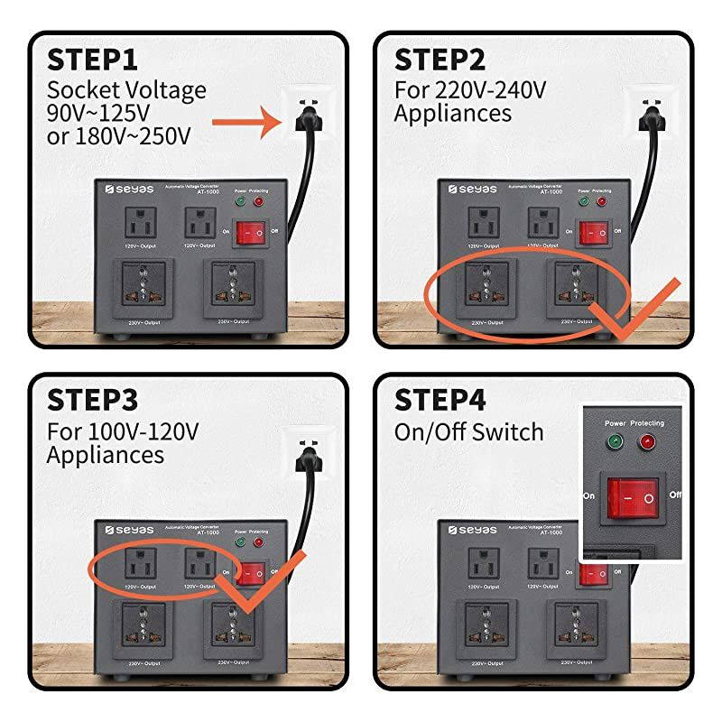 1000W Auto Step Up & Step Down Voltage Transformer Converter, 110-120 to 220-240 Volts, Soft Start & Full Load, 7x24hrs Continous Run, Circuit Breaker Protection, U.S. Patent No. US9225259 B2