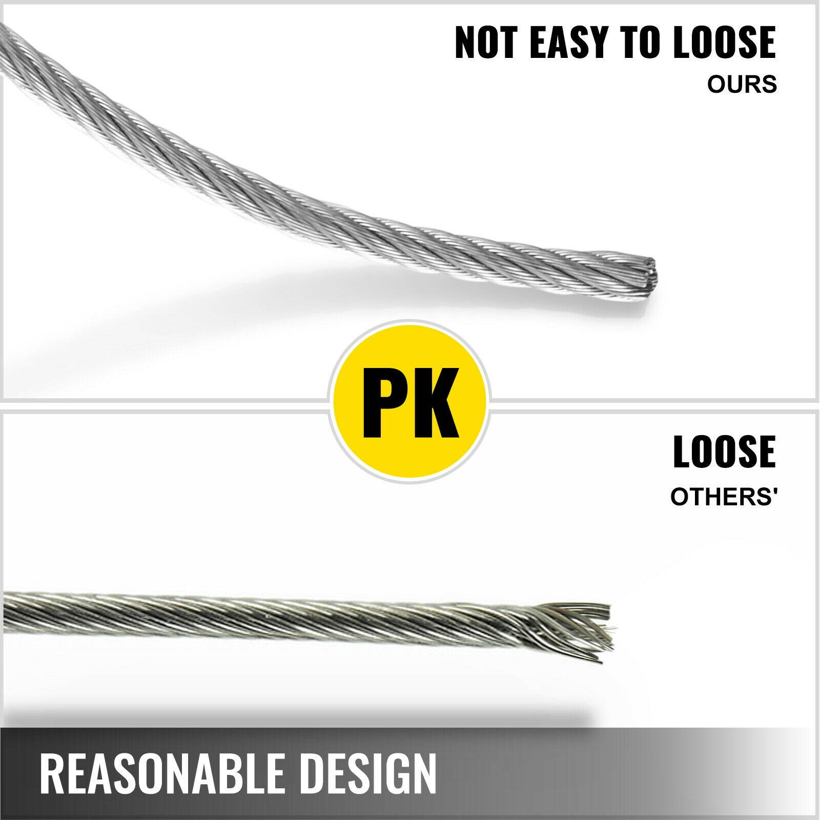 T316 Stainless Steel Cable Wire Rope,1/8",7x7,100ft Reel Aircraft Rigging NEWEST