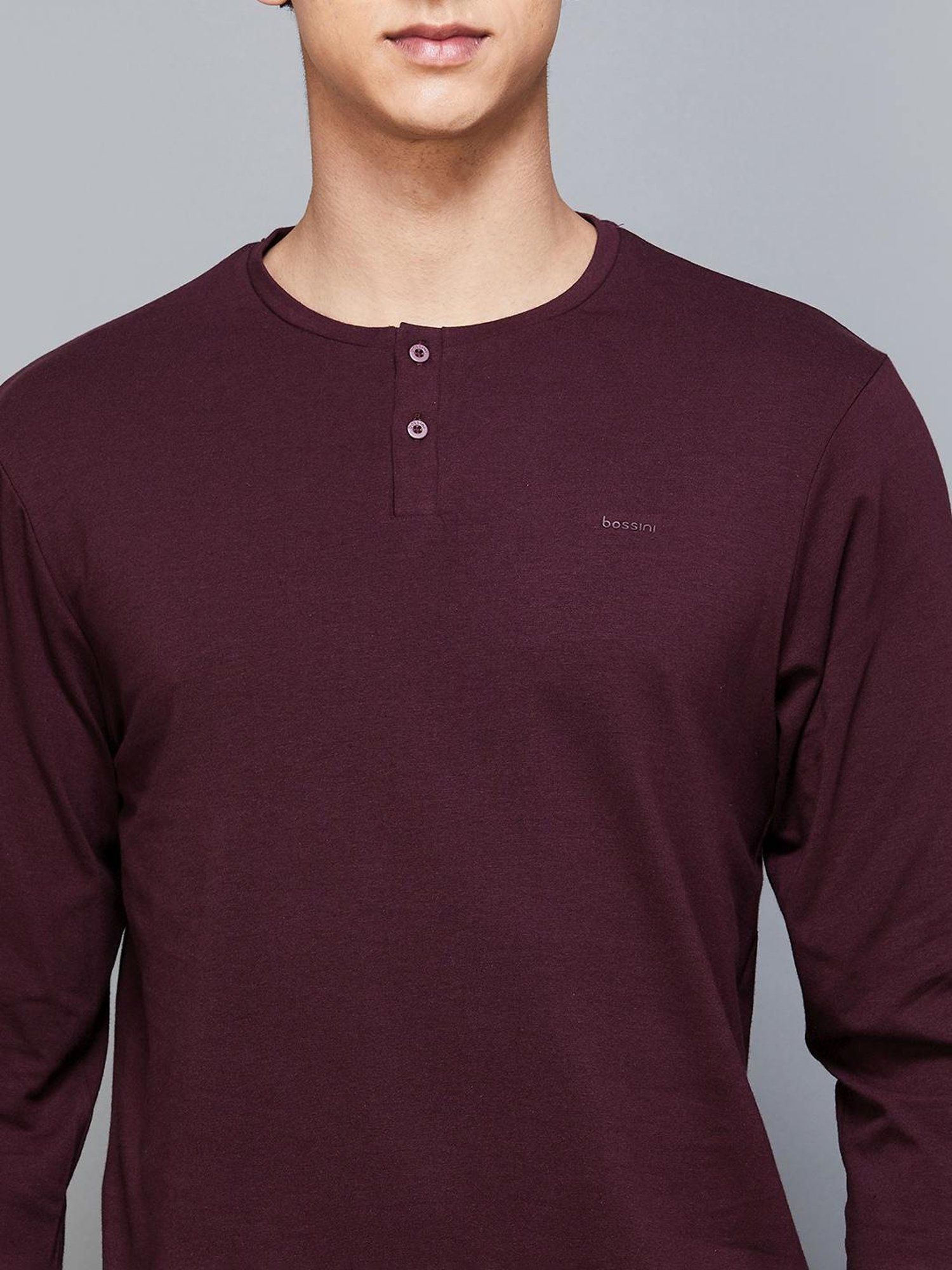 BOSSINI Brown Regular Fit Henley T-Shirts