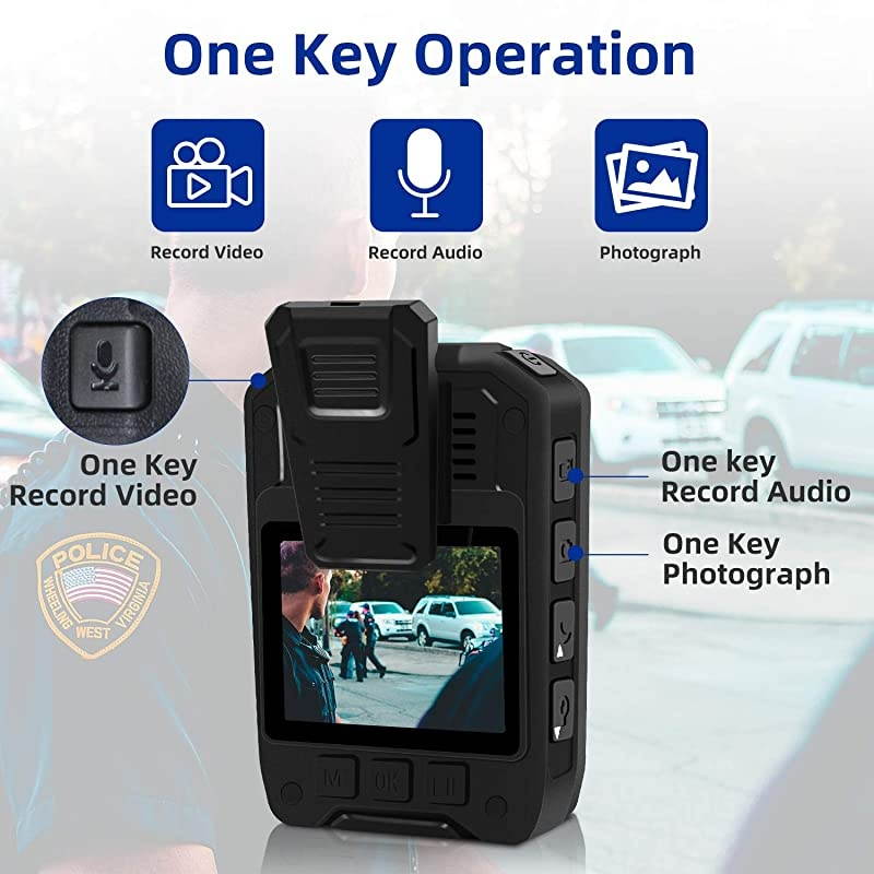 1296P Body Camera with Audio, Multifunctional Police Body Cameras for Law Enforcement,Security Guard Body Camera,Waterproof Body Worn Camera with Night Vision,2 Inch Display Video(32GB)