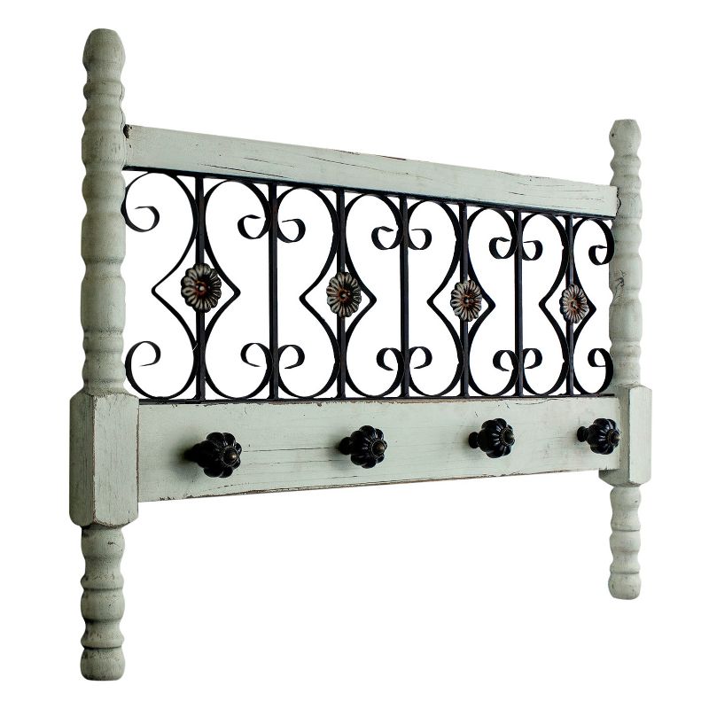 24" x 18" x 0.5" Rustic Wood Metal Wall Hanging Jewelry Organizer - American Art Decor