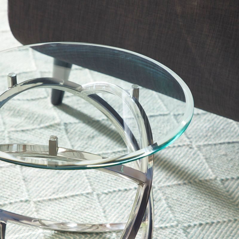 Contemporary Stainless Steel and Glass Accent Table Silver - Venus Williams Collection