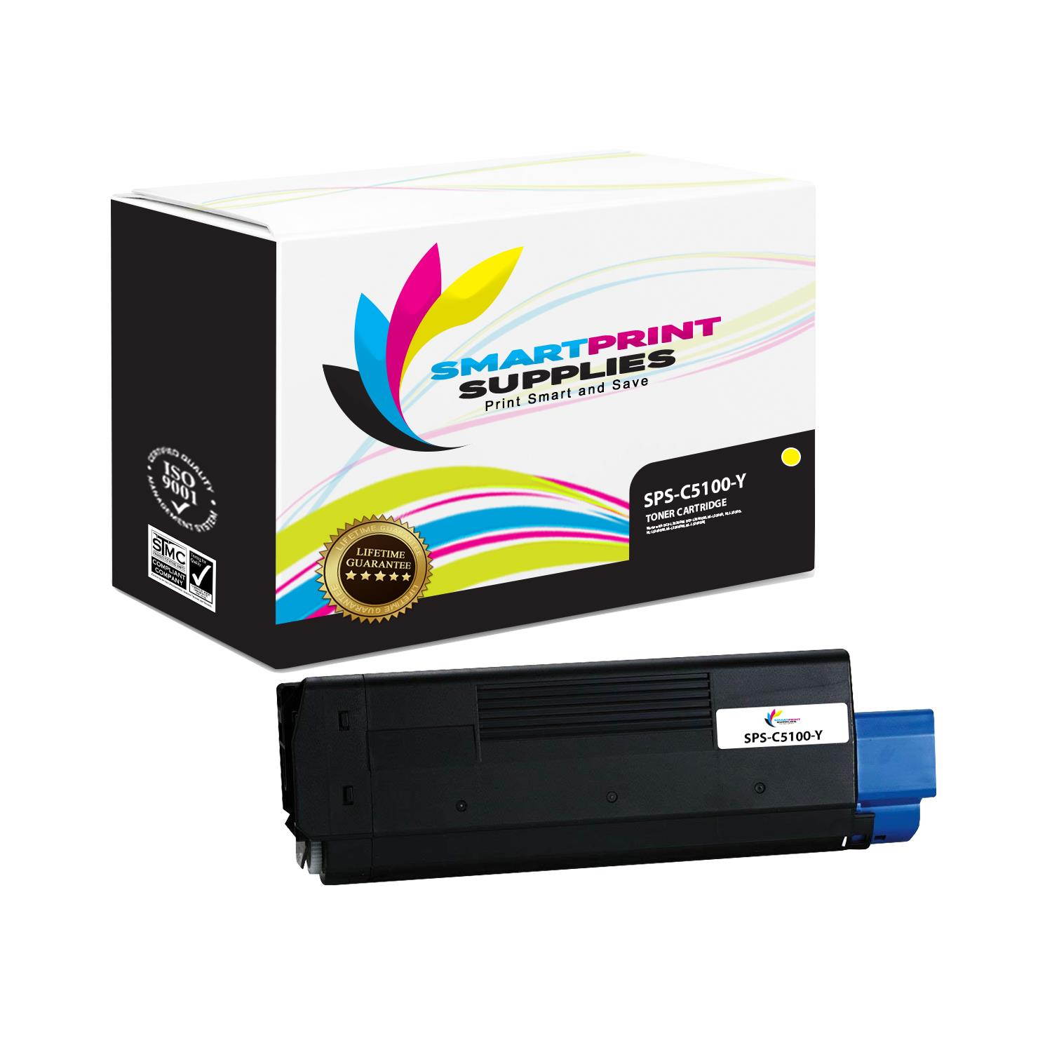 Smart Print Supplies C5100 Yellow Oki 43324401 Compatible Toner Cartridge Replacement for Okidata C5100 5150 5200 5250 5300 5400 5450 5510-MFP Printers (5,000 Pages)