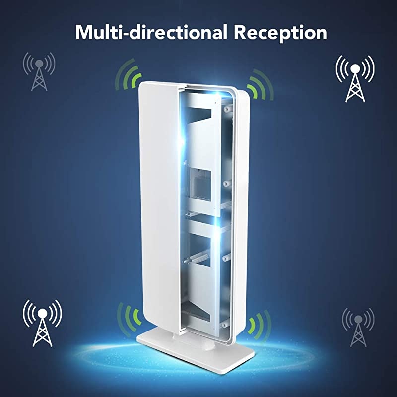 Antenna ANTOP HD Indoor Outdoor Digital TV Antenna 80 Miles MultiDirectional Long Range Reception with Smartpass Amplifier 4G Filter 4K HD VHF UHF Free Local Channels40ft Coaxial Cable