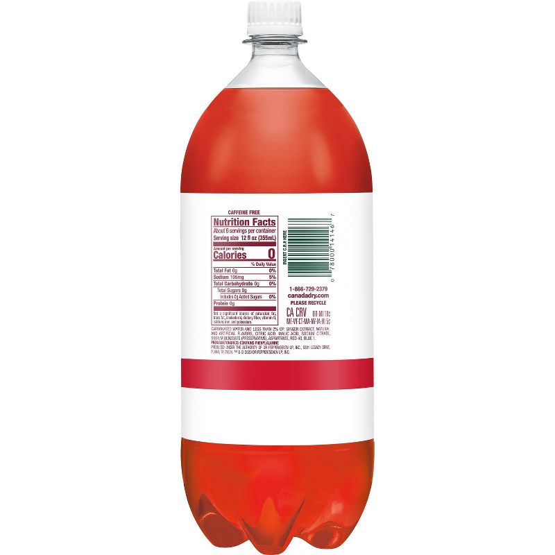 Canada Dry Zero Sugar Cranberry Ginger Ale Soda, 2 L bottle